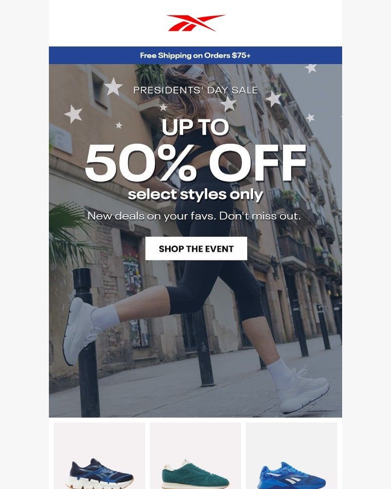 Screenshot of email sent to a Reebok Newsletter subscriber