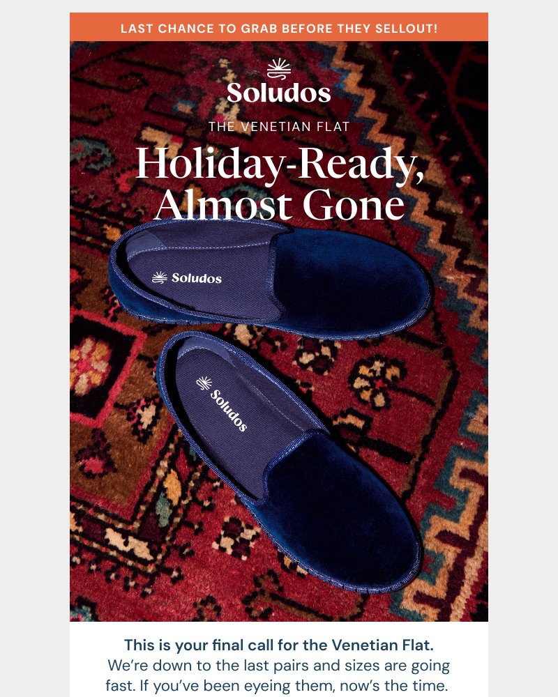 Screenshot of email sent to a Soludos Newsletter subscriber