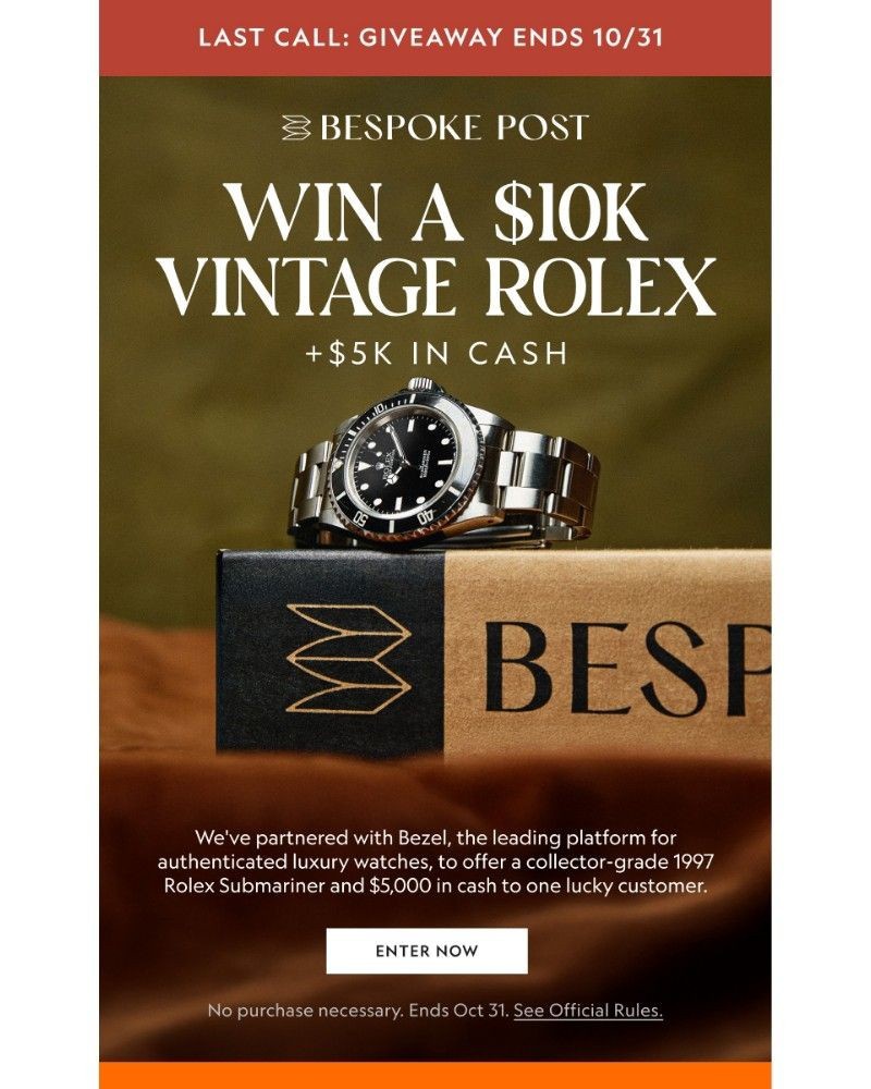 Screenshot of email sent to a Bespoke Post Newsletter subscriber