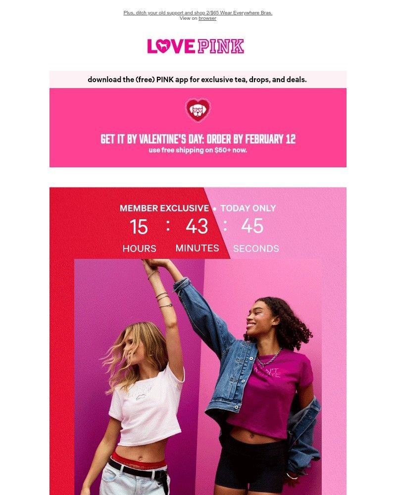 Screenshot of email sent to a Victoria's Secret Newsletter subscriber