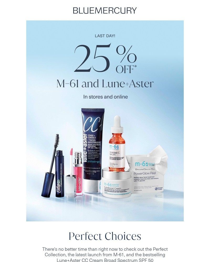 Screenshot of email sent to a Bluemercury Newsletter subscriber