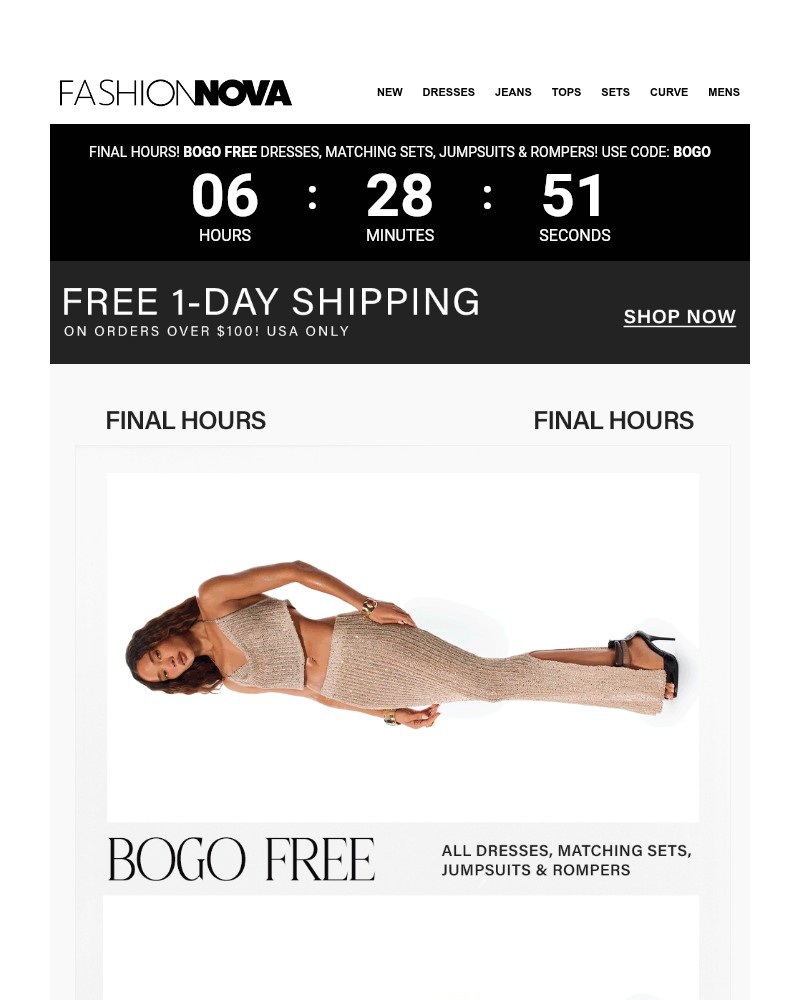 Screenshot of email sent to a Fashion Nova Registered user