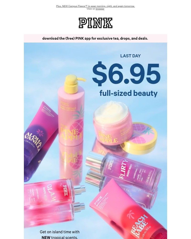 Screenshot of email sent to a Victoria's Secret Newsletter subscriber