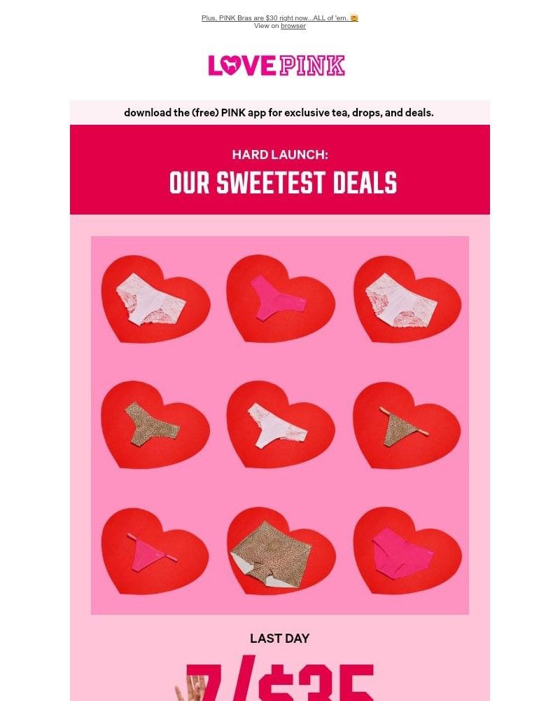 Screenshot of email sent to a Victoria's Secret Newsletter subscriber