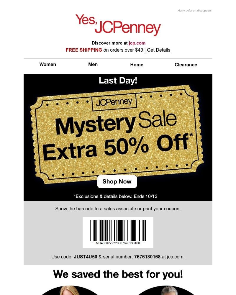 Screenshot of email with subject /media/emails/last-day-extra-50-off-bye-mystery-sale-e0ae4e-cropped-55ea4d7f.jpg