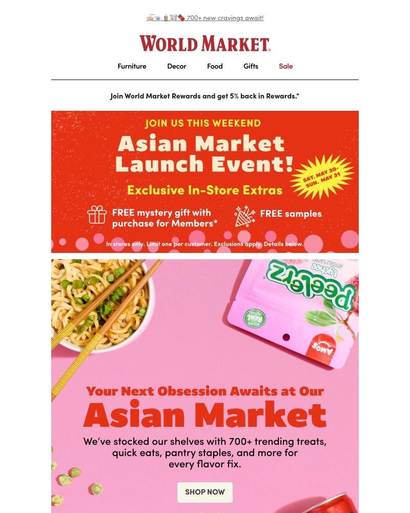 Screenshot of email sent to a World Market Cart abandoner