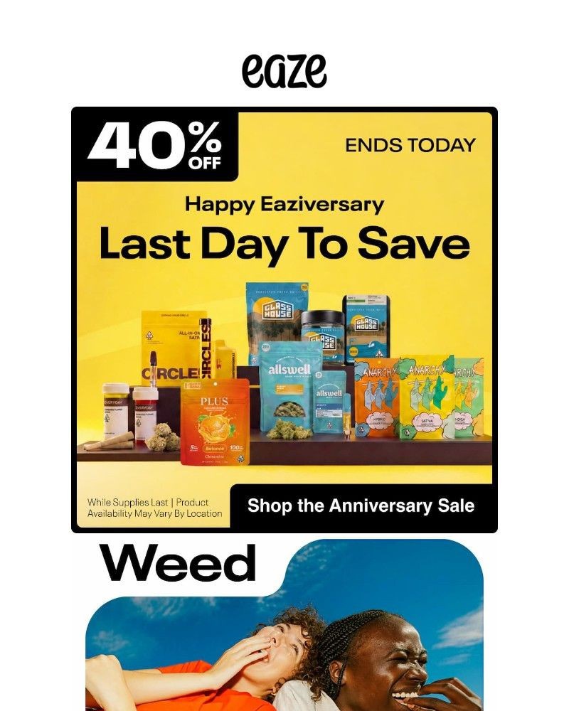 Screenshot of email sent to a Eaze Registered user