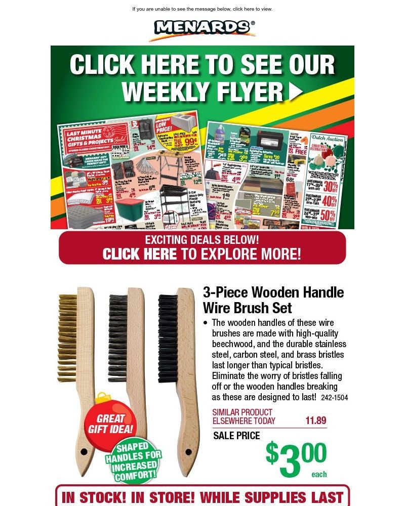Screenshot of email sent to a Menards Newsletter subscriber