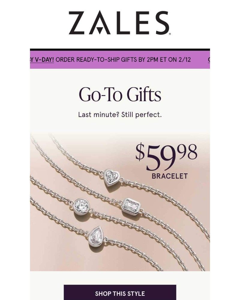 Screenshot of email sent to a Zales Newsletter subscriber
