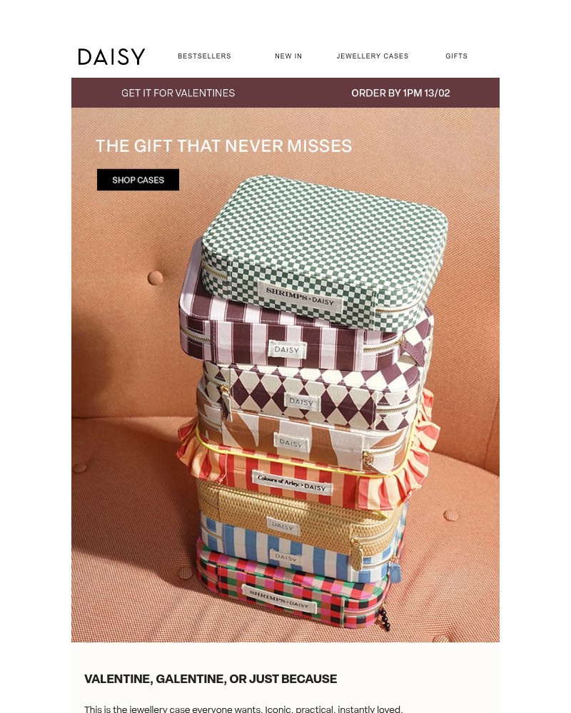 Screenshot of email sent to a Daisy Jewellery Newsletter subscriber