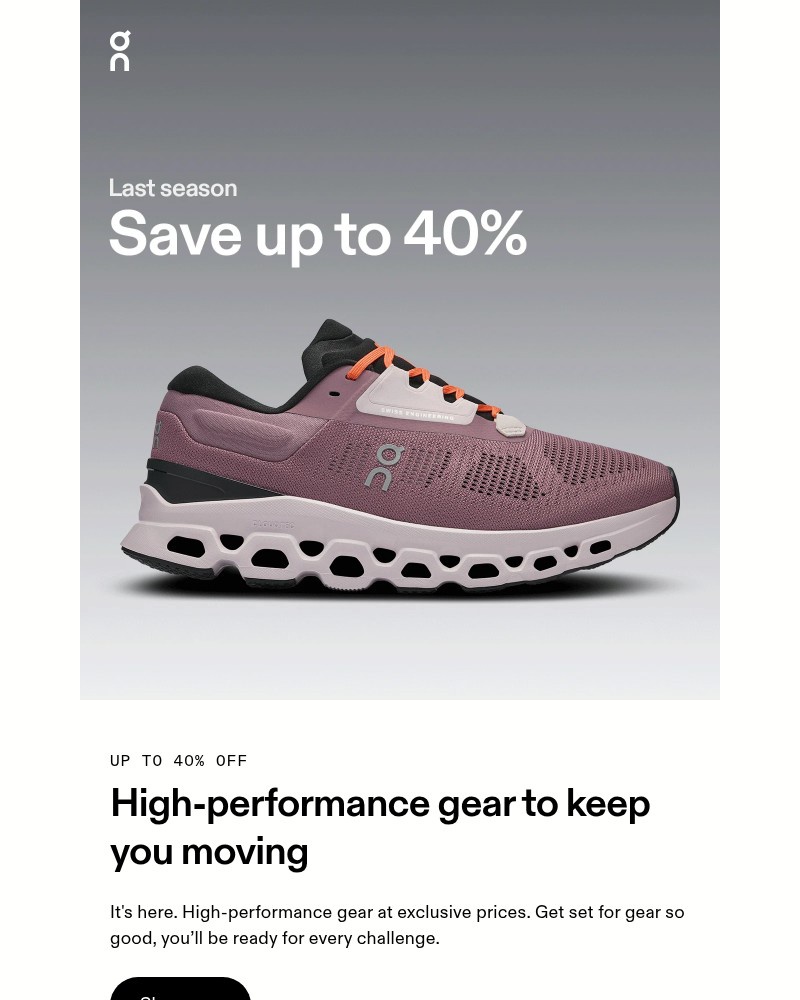 Screenshot of email sent to a On Newsletter subscriber