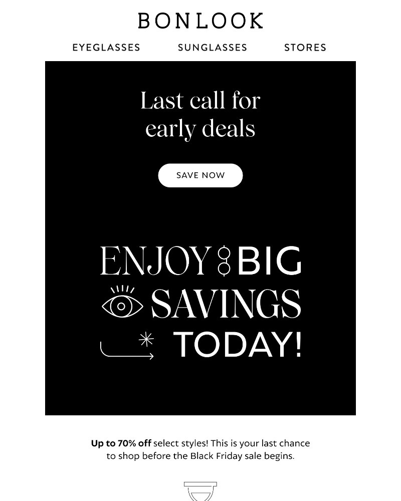 Screenshot of email sent to a Bonlook Newsletter subscriber