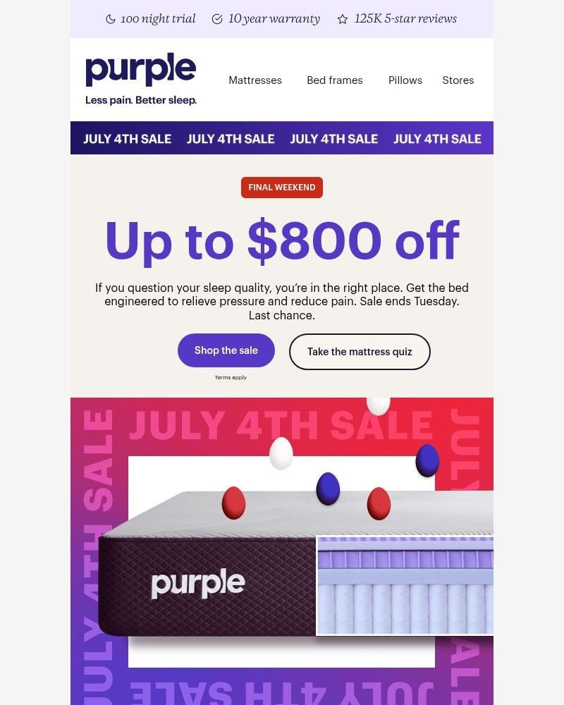 Screenshot of email sent to a Purple Cart abandoner