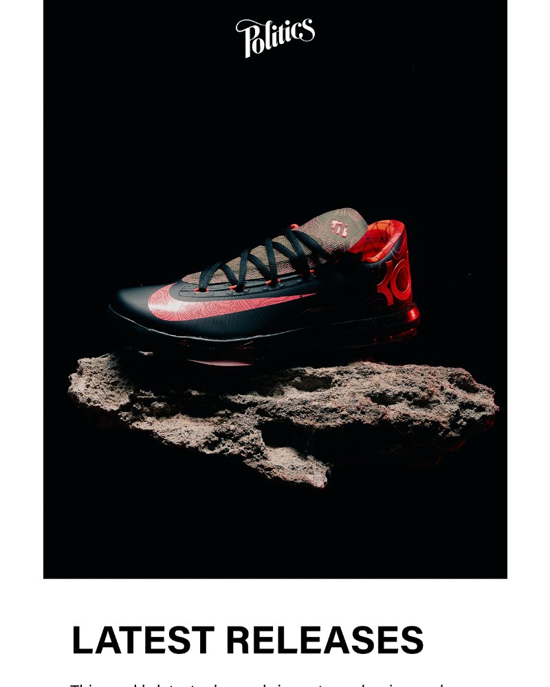 Screenshot of email sent to a Sneaker Politics Newsletter subscriber