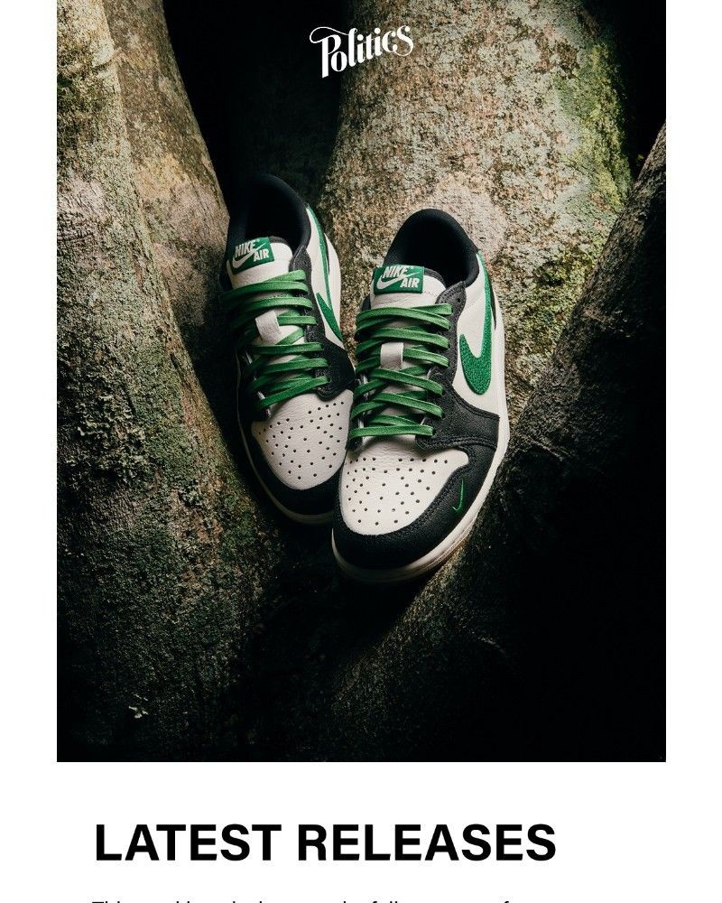 Screenshot of email sent to a Sneaker Politics Newsletter subscriber