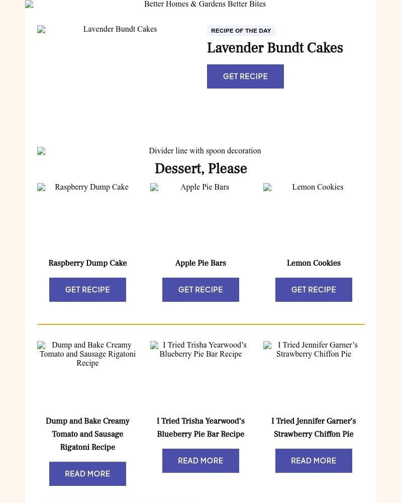 Screenshot of email sent to a Better Homes and Gardens Newsletter subscriber