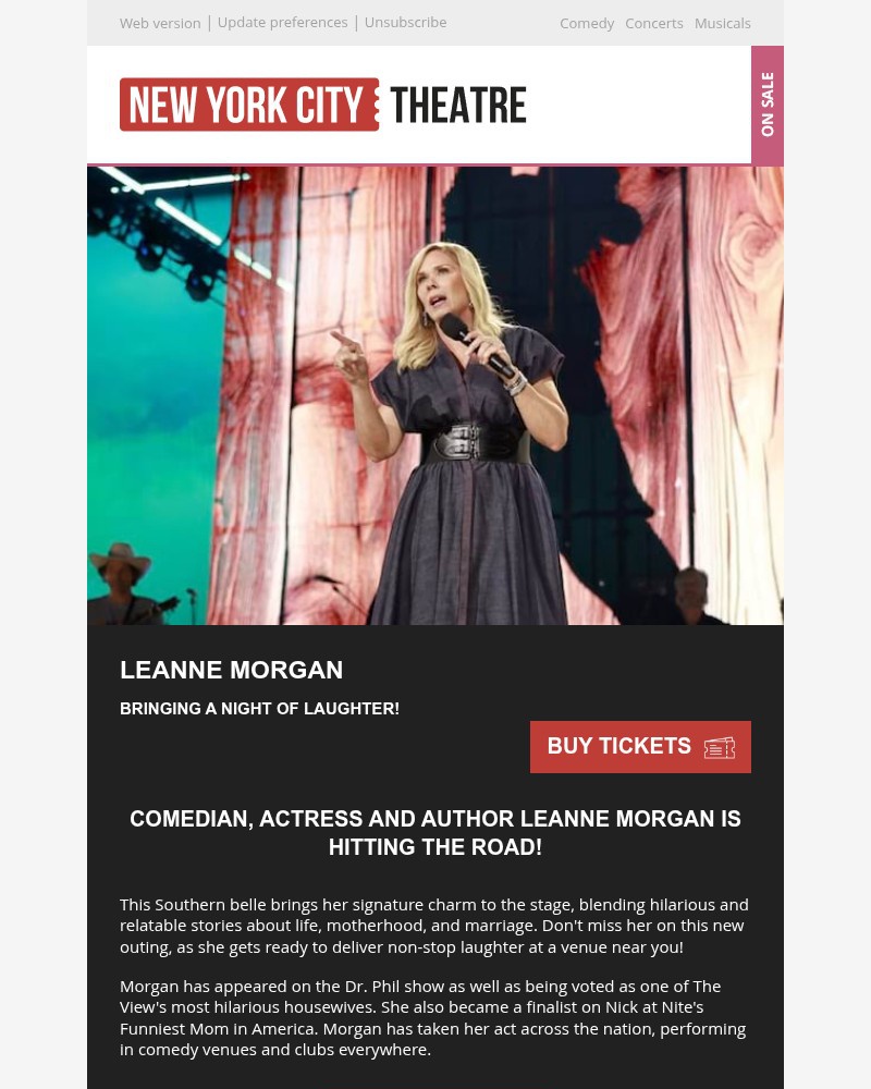 Screenshot of email sent to a New York City Theatre Newsletter subscriber