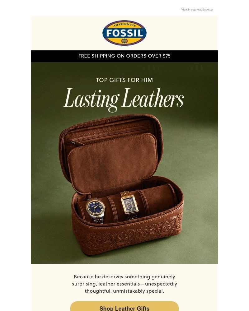 Screenshot of email sent to a Fossil Newsletter subscriber