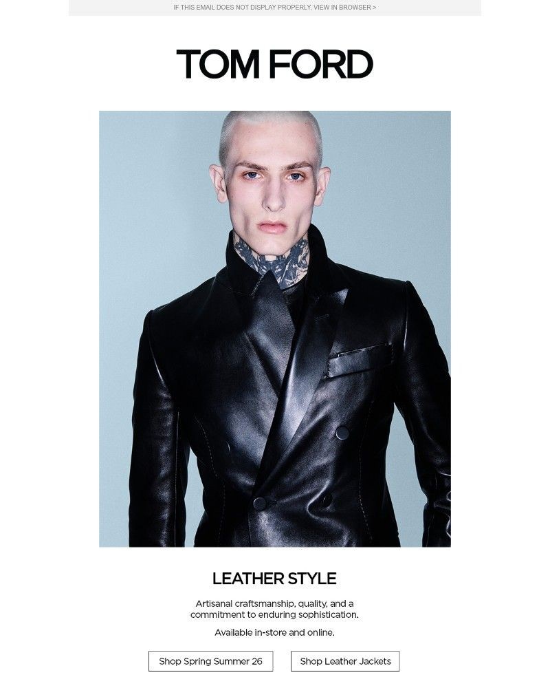 Screenshot of email sent to a Tom Ford Newsletter subscriber