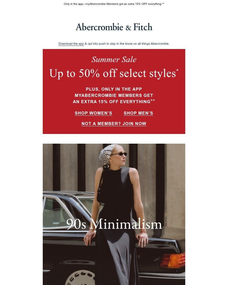 Screenshot of email sent to a Abercrombie Newsletter subscriber
