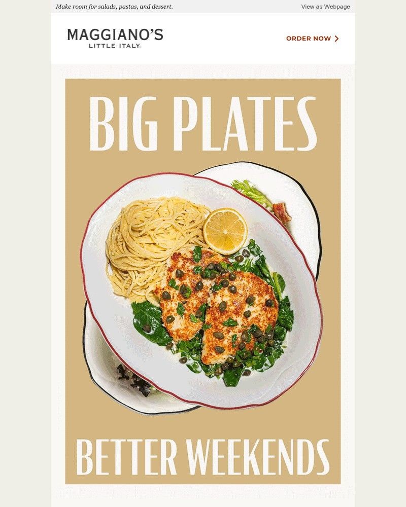 Screenshot of email sent to a Maggiano’s Little Italy Newsletter subscriber