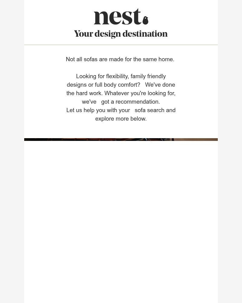 Screenshot of email sent to a Nest Furniture Cart abandoner