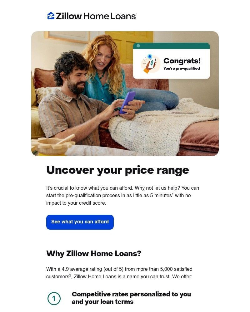 Screenshot of email sent to a Zillow Registered user