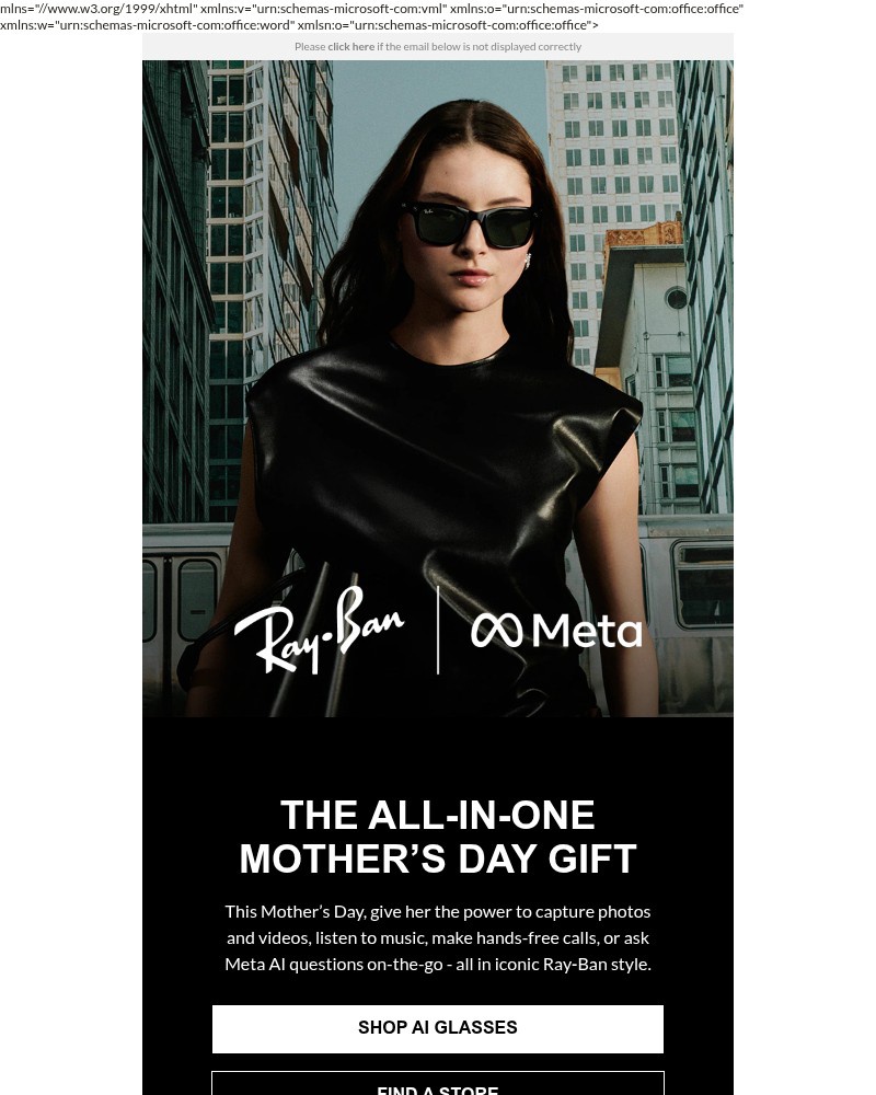 Screenshot of email sent to a Ray-Ban Newsletter subscriber