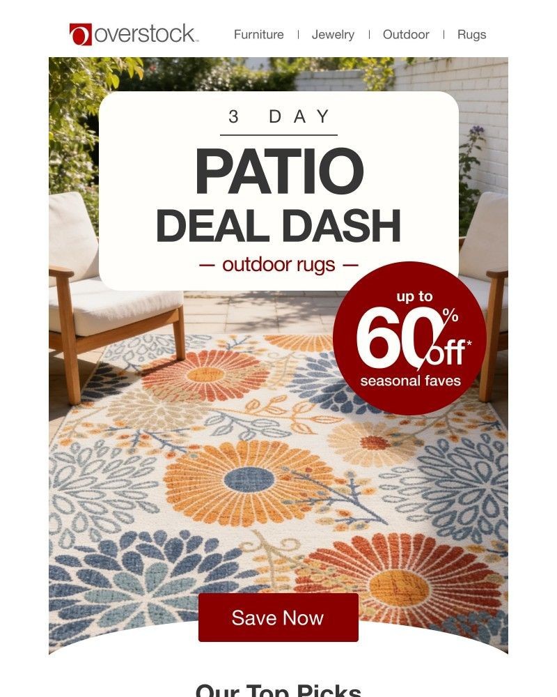 Screenshot of email sent to a Overstock Newsletter subscriber