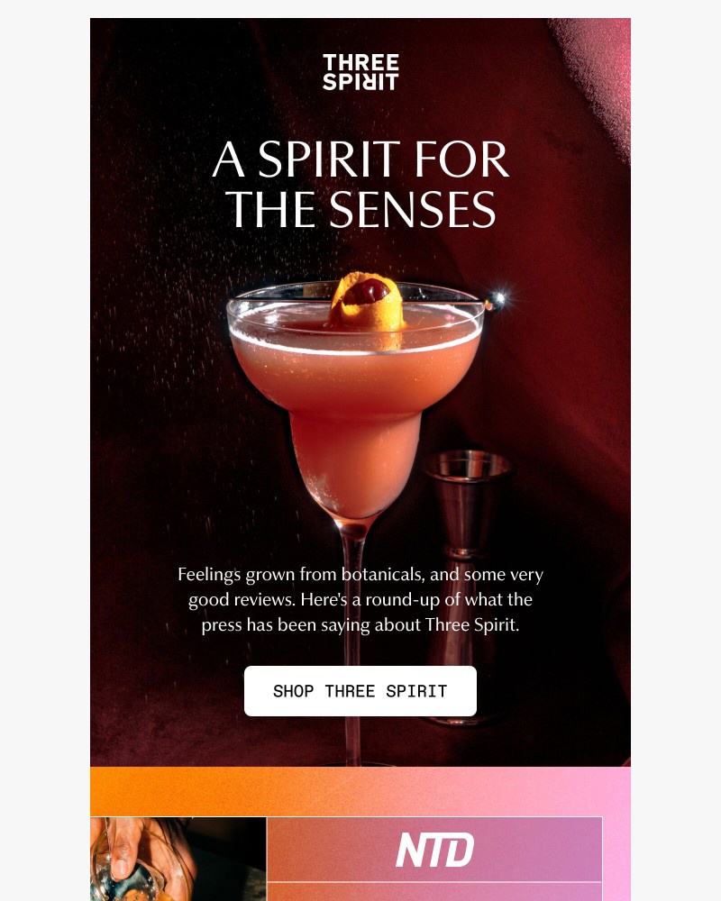 Screenshot of email sent to a Three Spirit Newsletter subscriber