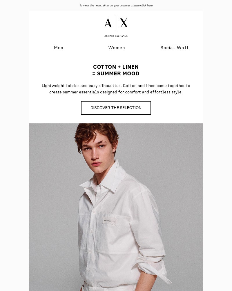 Screenshot of email sent to a Armani Exchange Newsletter subscriber