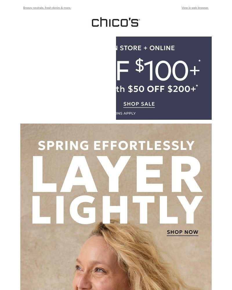 Screenshot of email sent to a Chico’s Newsletter subscriber