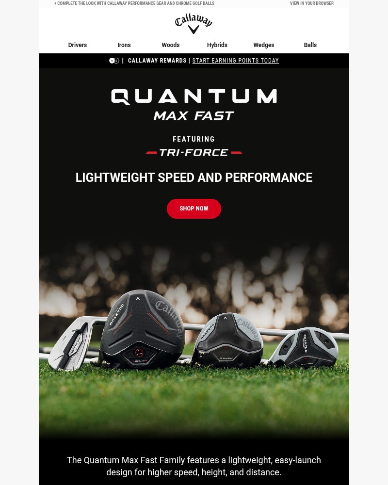 Screenshot of email sent to a Callaway Golf Newsletter subscriber