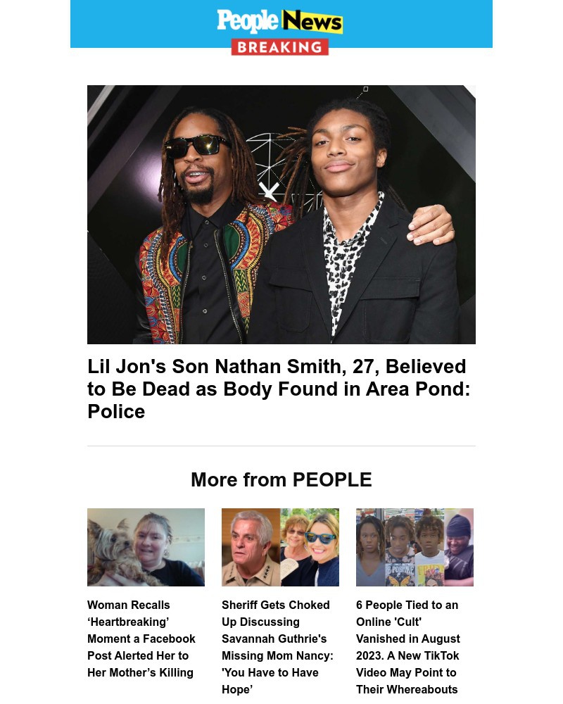 Screenshot of email sent to a People Newsletter subscriber