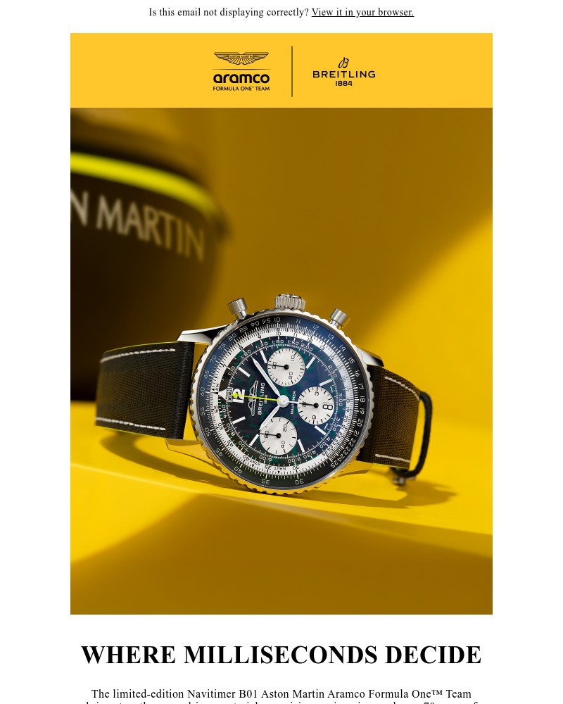 Screenshot of email sent to a Breitling Newsletter subscriber