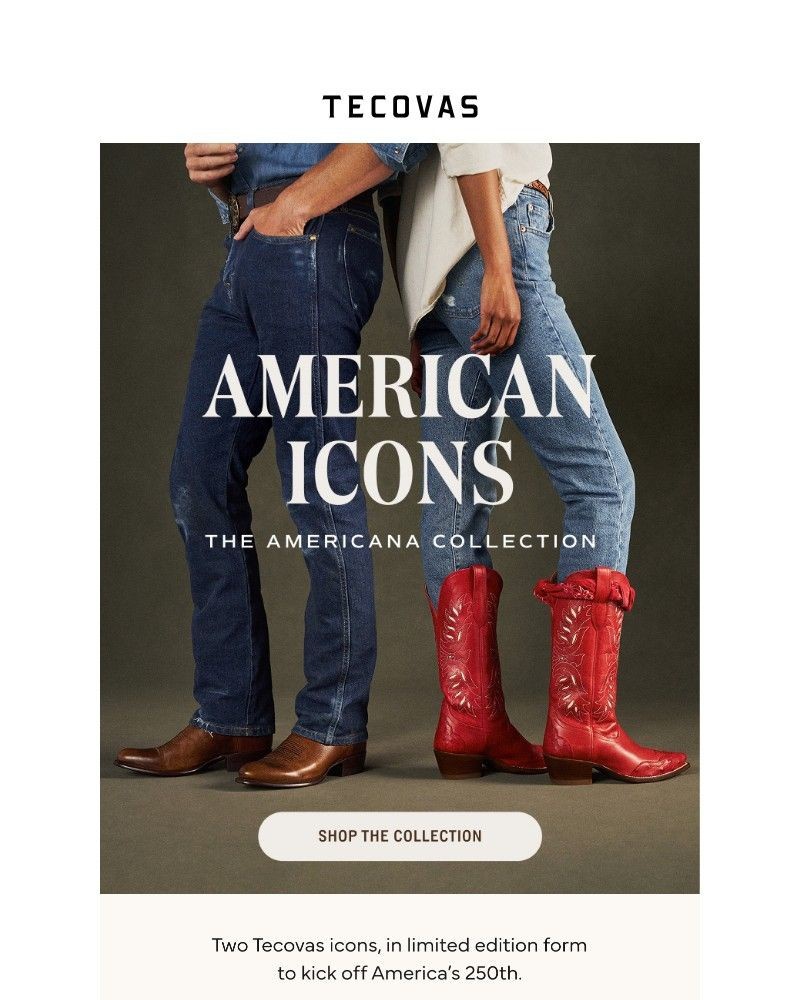 Screenshot of email sent to a Tecovas Newsletter subscriber