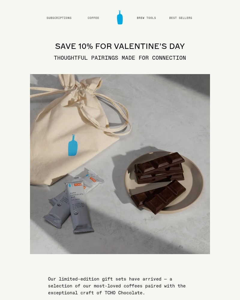 Screenshot of email sent to a Blue Bottle Coffee Newsletter subscriber