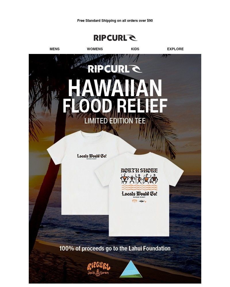 Screenshot of email sent to a Ripcurl Newsletter subscriber