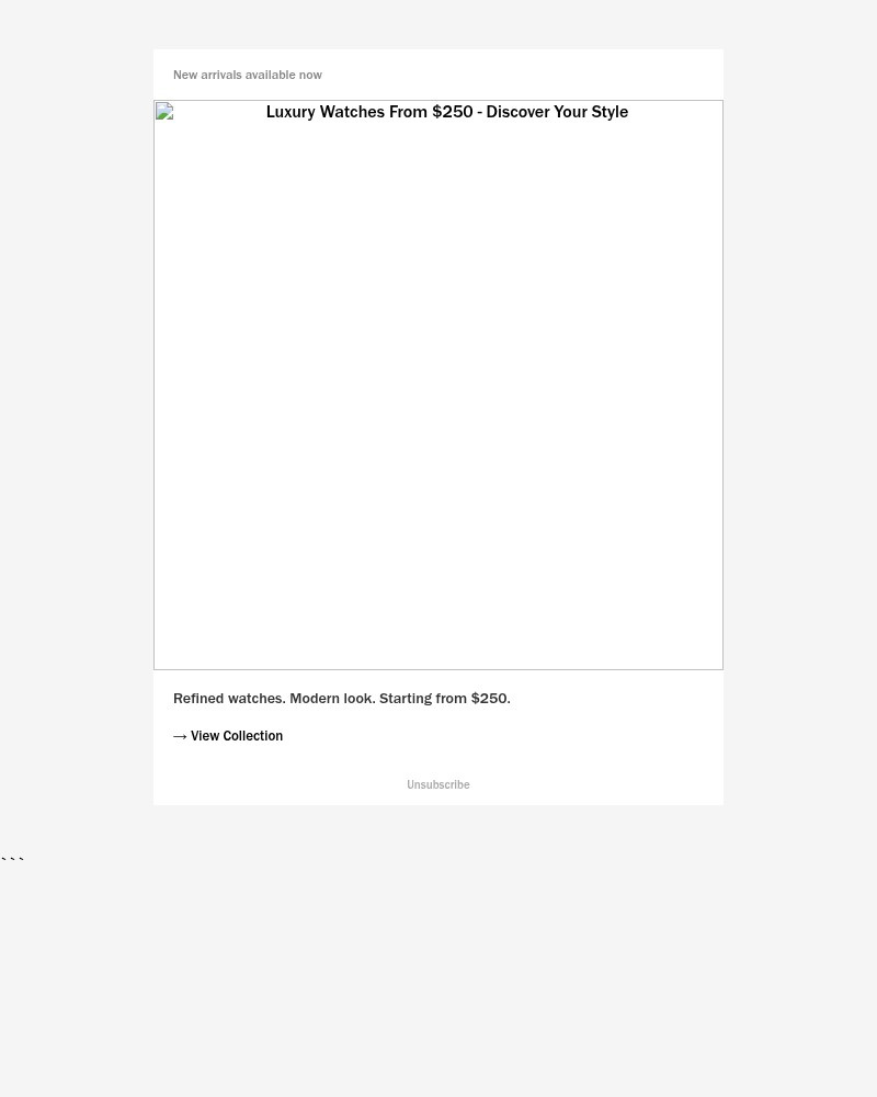 Screenshot of email with subject /media/emails/limited-time-offer-premium-luxury-watches-from-250-d4a6e3-cropped-b2542f01.jpg