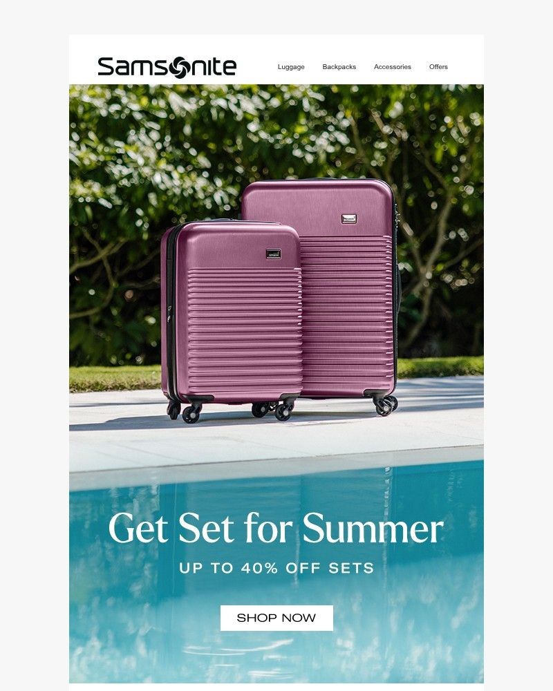 Screenshot of email sent to a Samsonite Newsletter subscriber