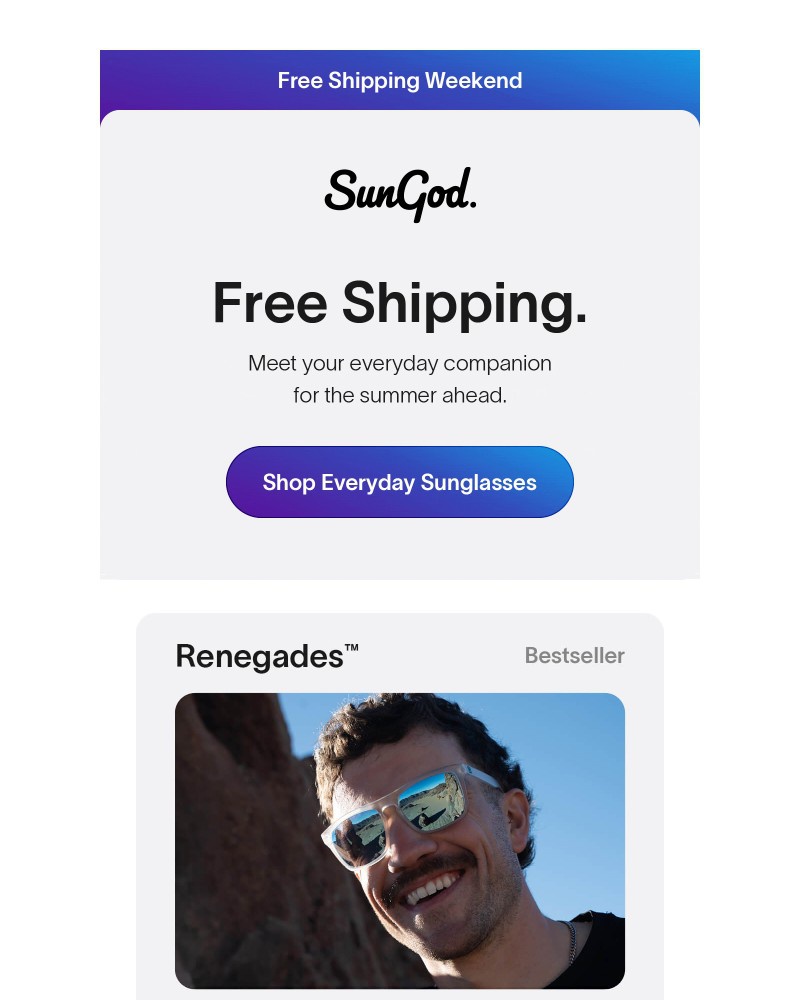 Screenshot of email sent to a SunGod Newsletter subscriber