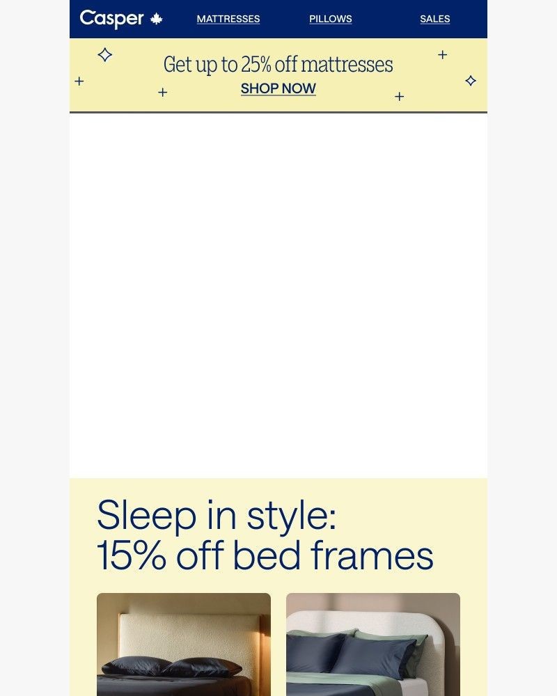 Screenshot of email sent to a Casper Newsletter subscriber