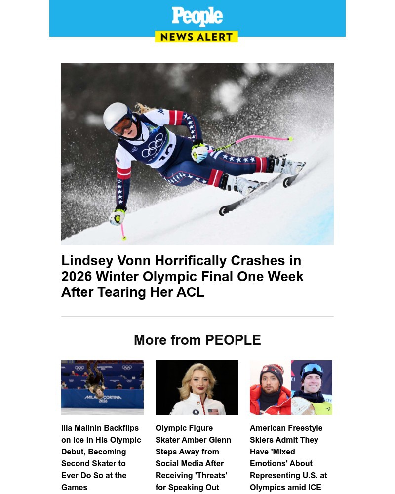 Screenshot of email sent to a People Newsletter subscriber