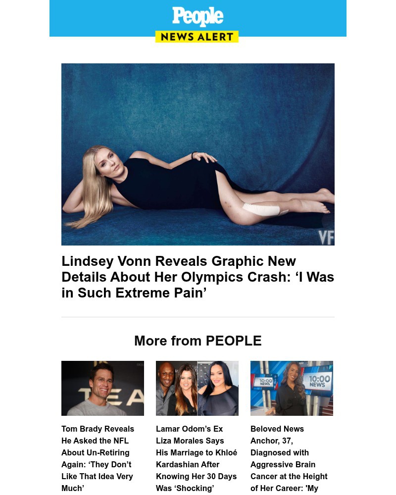 Screenshot of email sent to a People Newsletter subscriber