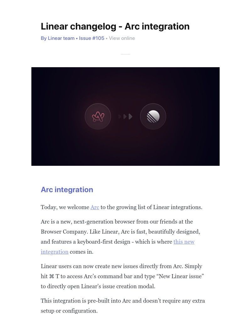 Screenshot of email with subject /media/emails/linear-changelog-arc-integration-e669a2-cropped-26363285.jpg