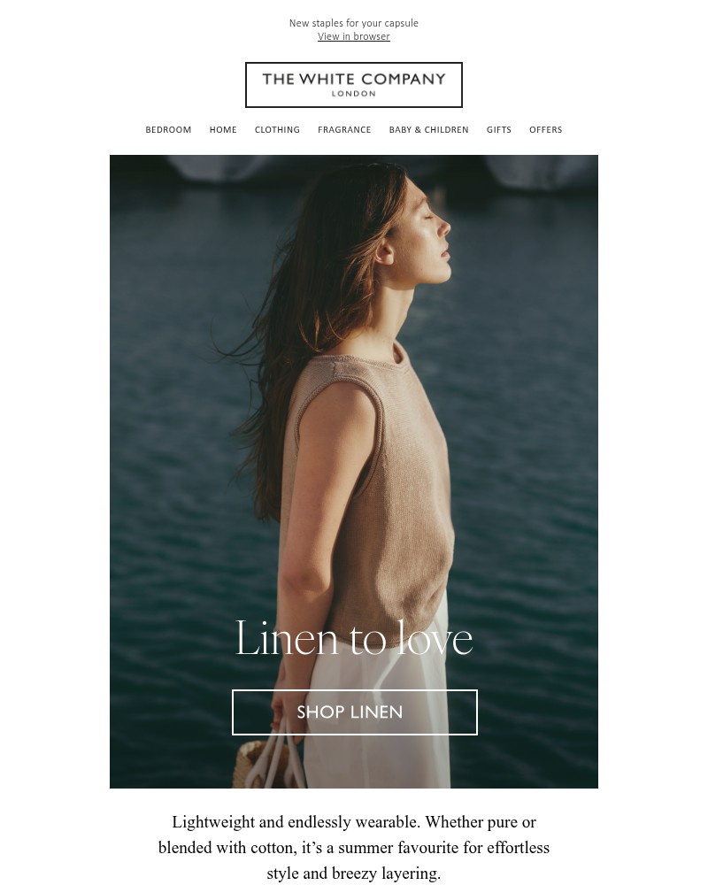 Screenshot of email sent to a The White Company Cart abandoner