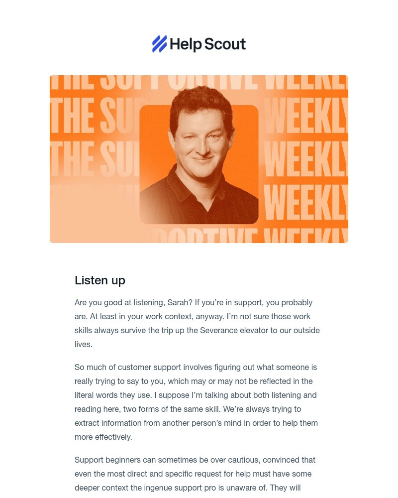 Screenshot of email sent to a Help Scout Trial user