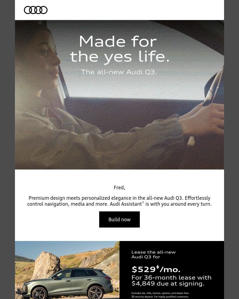 Screenshot of email sent to a Audi Newsletter subscriber