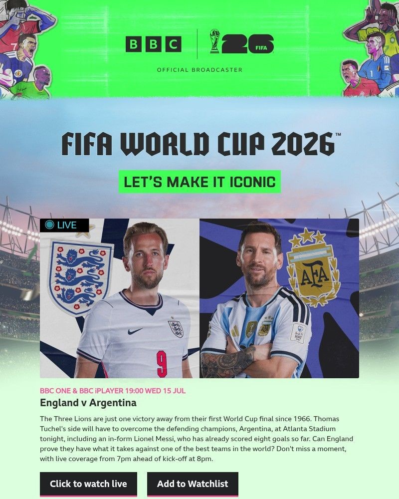 Screenshot of email sent to a BBC iPlayer Registered user