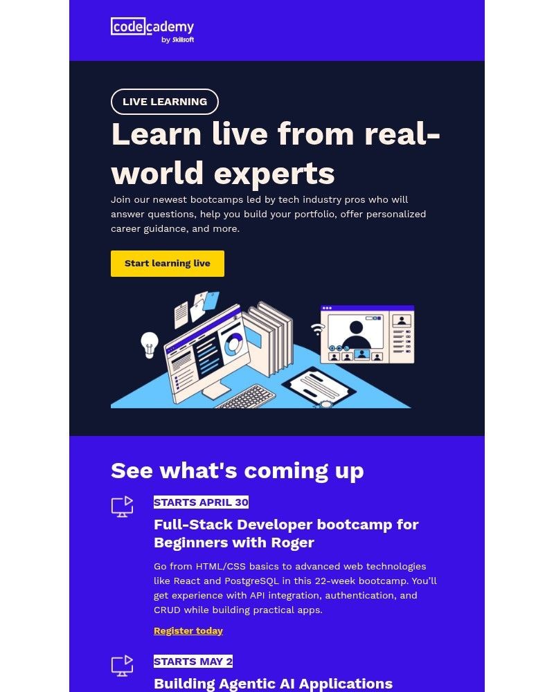 Screenshot of email sent to a Codecademy Registered user